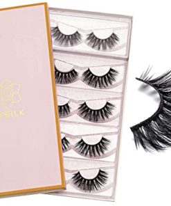 DYSILK Lashes False Eyelashes - Mink Lashes 5 Pairs 6D Faux Eyelash - Wispy Eyelashes Fluffy Strip Lashes Fake Eyelashes Reusable Lash Extension Kit | 003-15.5mm