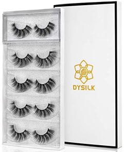 DYSILK Lashes Wispy Eyelashes - False Eyelashes 5 Pairs 6D Mink Lashes - Fake Eyelashes Natural Look Like Extensions Strip Lashes Fluffy Lash Pack | 007-18mm