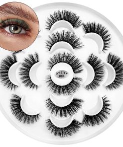 DYSILK 7 Pairs 6D Lashes Faux Mink Eyelashes Cat Eye Wispy Fluffy Natural Look False Eyelashes Long Lashes Pack Mink Lashes Soft Reusable Eye Lashes |004