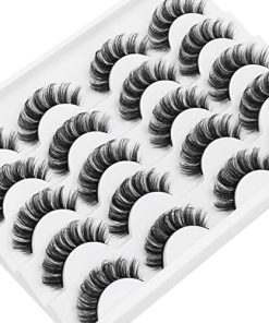 DYSILK 10 Pairs Lashes Faux Mink Eyelashes Russian Strip Lashes D Curl Wispy Fluffy Natural Look False Eyelashes Long Lashes Pack Mink Lashes Soft Reusable Eye Lashes | Curly 15mm