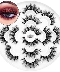 DYSILK 7 Pairs 6D Lashes Faux Mink Eyelashes Wispy Fluffy Natural Look False Eyelashes Long Lashes Pack Mink Lashes Soft Reusable Eye Lashes |002