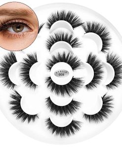 DYSILK 7 Pairs 6D Lashes Faux Mink Eyelashes Cat Eye Wispy Fluffy Natural Look False Eyelashes Long Lashes Pack Mink Lashes Soft Reusable Eye Lashes |008