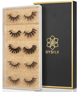 DYSILK Mink Lashes Natural Look - False Eyelashes 5 Pairs 6D Lashes 5 Styles Mixed Lash Pack - Wispy Lashes Fake Eyelashes Soft Reusable Cat Eye Lash | 005- (15mm-18mm)