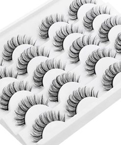 DYSILK 10 Pairs Lashes Faux Mink Eyelashes Russian Strip Lashes D Curl Wispy Fluffy Natural Look False Eyelashes Long Lashes Pack Mink Lashes Soft Reusable Eye Lashes | Natural 13mm